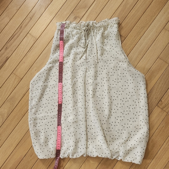 Size L Max Studio Black Polka Dot Sleeveless White Top - Picture 8 of 9